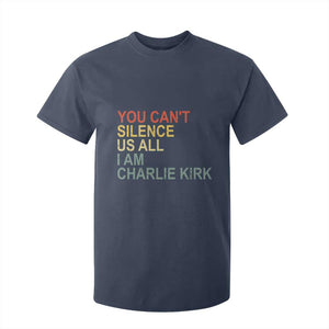 Charlie Kirk T Shirt For Kid Retro You Cant Silence Us All TS10 Navy Print Your Wear