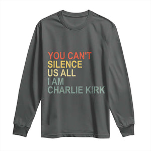 Charlie Kirk Long Sleeve Shirt Retro You Cant Silence Us All TS10 Dark Heather Print Your Wear