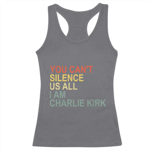 Charlie Kirk Racerback Tank Top Retro You Cant Silence Us All - Print Your Wear