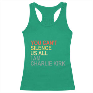 Charlie Kirk Racerback Tank Top Retro You Cant Silence Us All - Print Your Wear