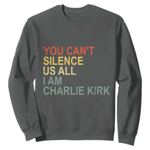 Charlie Kirk Sweatshirt Retro You Cant Silence Us All TS10 Dark Heather Print Your Wear