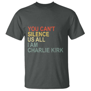 Charlie Kirk T Shirt Retro You Cant Silence Us All TS10 Dark Heather Print Your Wear