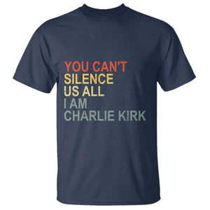Charlie Kirk T Shirt Retro You Cant Silence Us All TS10 Navy Print Your Wear