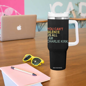 Charlie Kirk Tumbler With Handle Retro You Cant Silence Us All TS10 Print Your Wear