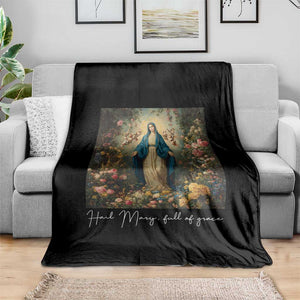 Marian Catholic Throw Blanket Hail Mary Full Of Grace Blessed Virgin Mary Floral TS10 Print Your Wear