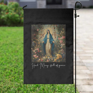 Marian Catholic Garden Flag Hail Mary Full Of Grace Blessed Virgin Mary Floral TS10 Print Your Wear