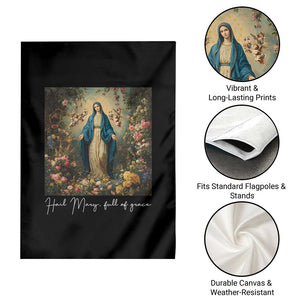Marian Catholic Garden Flag Hail Mary Full Of Grace Blessed Virgin Mary Floral TS10 Print Your Wear