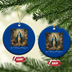 Marian Catholic Ceramic Ornament Hail Mary Full Of Grace Blessed Virgin Mary Floral TS10 1pc Blue Print Your Wear