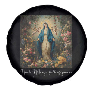 Marian Catholic Spare Tire Cover Hail Mary Full Of Grace Blessed Virgin Mary Floral TS10 Print Your Wear