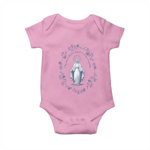 Marian Catholic Baby Onesie Virgin Mary Catholic Floral Women Religious TS10 Light Pink Print Your Wear