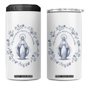 Marian Catholic 4 in 1 Can Cooler Tumbler Virgin Mary Catholic Floral Women Religious TS10 One Size: 16 oz White Print Your Wear