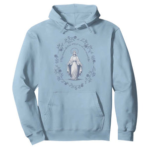 Marian Catholic Hoodie Virgin Mary Catholic Floral Women Religious TS10 Light Blue Print Your Wear