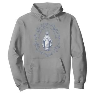 Marian Catholic Hoodie Virgin Mary Catholic Floral Women Religious TS10 Sport Gray Print Your Wear