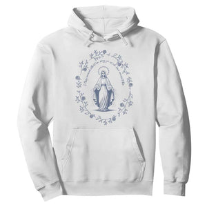 Marian Catholic Hoodie Virgin Mary Catholic Floral Women Religious TS10 White Print Your Wear
