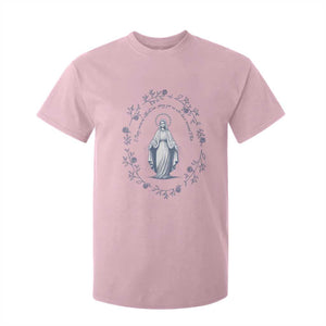 Marian Catholic T Shirt For Kid Virgin Mary Catholic Floral Women Religious TS10 Light Pink Print Your Wear