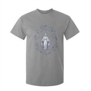 Marian Catholic T Shirt For Kid Virgin Mary Catholic Floral Women Religious TS10 Sport Gray Print Your Wear