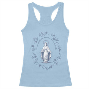 Marian Catholic Racerback Tank Top Virgin Mary Catholic Floral Women Religious TS10 Light Blue Print Your Wear
