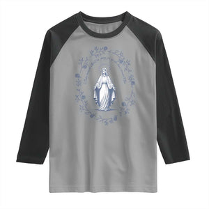 Marian Catholic Raglan Shirt Virgin Mary Catholic Floral Women Religious TS10 Sport Gray Black Print Your Wear