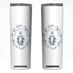 Marian Catholic Skinny Tumbler Virgin Mary Catholic Floral Women Religious TS10 White Print Your Wear