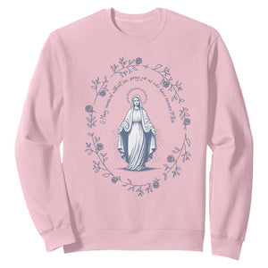 Marian Catholic Sweatshirt Virgin Mary Catholic Floral Women Religious TS10 Light Pink Print Your Wear
