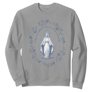 Marian Catholic Sweatshirt Virgin Mary Catholic Floral Women Religious TS10 Sport Gray Print Your Wear