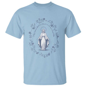 Marian Catholic T Shirt Virgin Mary Catholic Floral Women Religious TS10 Light Blue Print Your Wear