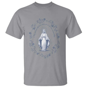 Marian Catholic T Shirt Virgin Mary Catholic Floral Women Religious TS10 Sport Gray Print Your Wear