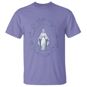 Marian Catholic T Shirt Virgin Mary Catholic Floral Women Religious TS10 Violet Print Your Wear