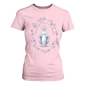 Marian Catholic T Shirt For Women Virgin Mary Catholic Floral Women Religious TS10 Light Pink Print Your Wear
