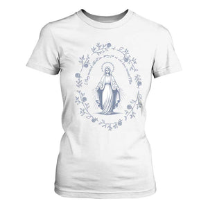 Marian Catholic T Shirt For Women Virgin Mary Catholic Floral Women Religious TS10 White Print Your Wear
