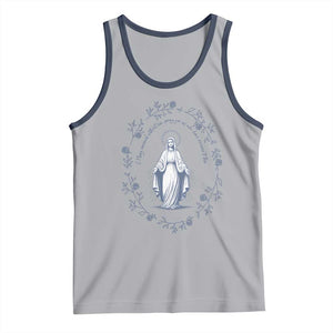 Marian Catholic Tank Top Virgin Mary Catholic Floral Women Religious TS10 Athletic Heather Navy Print Your Wear