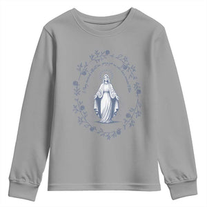 Marian Catholic Youth Sweatshirt Virgin Mary Catholic Floral Women Religious TS10 Sport Gray Print Your Wear