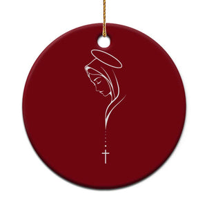 Virgin Mary Ceramic Ornament Minimalist Marian Catholic Holy Mother Cross TS10 1pc Red Print Your Wear