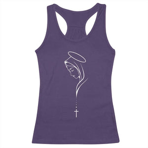 Virgin Mary Racerback Tank Top Minimalist Marian Catholic Holy Mother Cross TS10 Purple Print Your Wear