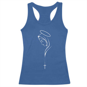 Virgin Mary Racerback Tank Top Minimalist Marian Catholic Holy Mother Cross TS10 Royal Blue Print Your Wear