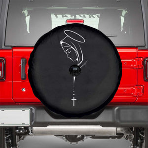 Virgin Mary Spare Tire Cover Minimalist Marian Catholic Holy Mother Cross TS10 Black Print Your Wear