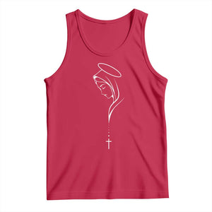 Virgin Mary Tank Top Minimalist Marian Catholic Holy Mother Cross TS10 Red Print Your Wear