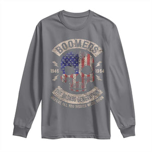 Boomers Generation Long Sleeve Shirt Before All You Sissie Were Born Skull USA Flag TS10 Charcoal Print Your Wear