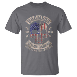 Boomers Generation T Shirt - Before All You Sissies Were Born Skull USA Flag Tee TS10 Charcoal Print Your Wear