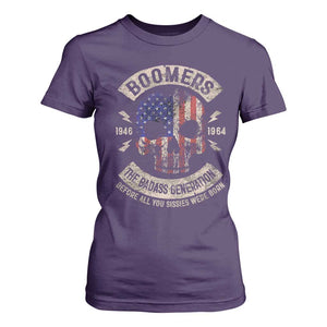 Boomers Generation T Shirt For Women Before All You Sissie Were Born Skull USA Flag TS10 Purple Print Your Wear