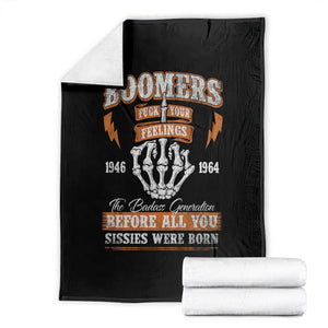 Vintage Boomers Generation Throw Blanket Before All You Sissie Were Born Skeleton Hand TS10 Black Print Your Wear