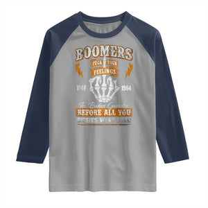 Vintage Boomers Generation Raglan Shirt Before All You Sissie Were Born Skeleton Hand TS10 Sport Gray Navy Print Your Wear
