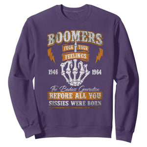 Vintage Boomers Generation Sweatshirt Before All You Sissie Were Born Skeleton Hand TS10 Purple Print Your Wear