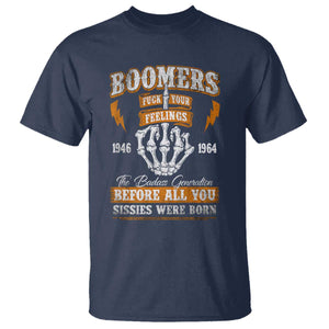 Vintage Boomers Generation T Shirt Before All You Sissie Were Born Skeleton Hand TS10 Navy Print Your Wear