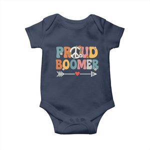 Proud Boomer Baby Onesie Boomers Generation Peace Sign Hippie 50s 60s TS10 Navy Print Your Wear