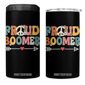 Proud Boomer 4 in 1 Can Cooler Tumbler Boomers Generation Peace Sign Hippie 50s 60s TS10 One Size: 16 oz Black Print Your Wear