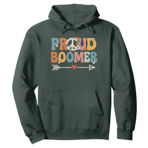 Proud Boomer Hoodie Boomers Generation Peace Sign Hippie 50s 60s TS10 Dark Forest Green Print Your Wear