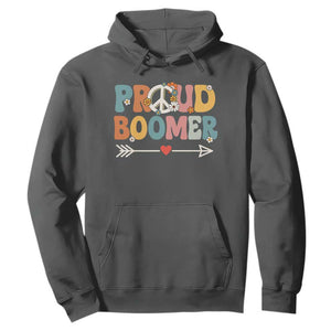 Proud Boomer Hoodie Boomers Generation Peace Sign Hippie 50s 60s TS10 Dark Heather Print Your Wear