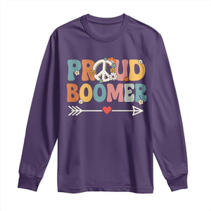 Proud Boomer Long Sleeve Shirt Boomers Generation Peace Sign Hippie 50s 60s TS10 Purple Print Your Wear