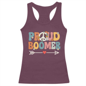 Proud Boomer Racerback Tank Top Boomers Generation Peace Sign Hippie 50s 60s TS10 Maroon Print Your Wear